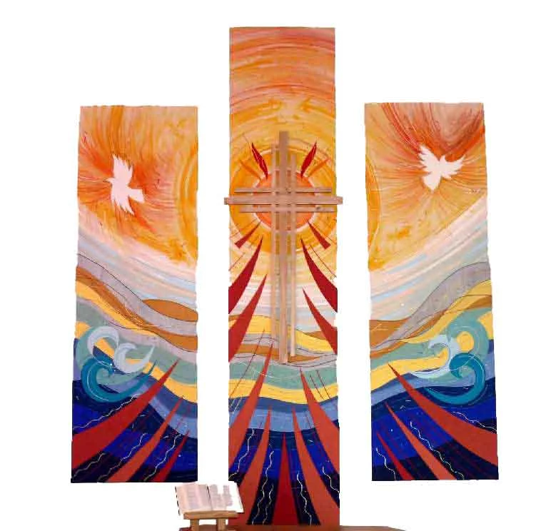 Backdrop at front of Church
